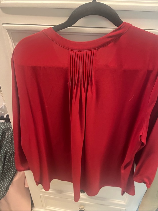 NYDJ Tops - NYDJ Red Pleat-Back Long Sleeve Blouse